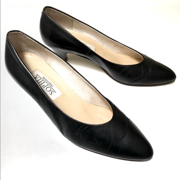 Sophia Traditional Shoes - Vintage Black Leather Pumps